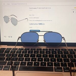Fendi Silver Frame Sunglasses with Blue Lenses